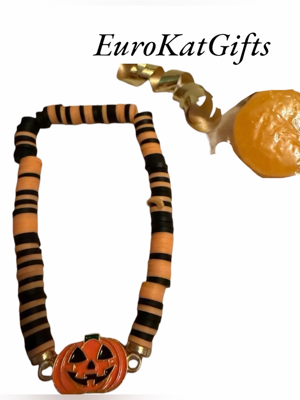 Halloween Kids Pumpkin Bracelet- Orange & Black NEW NWT